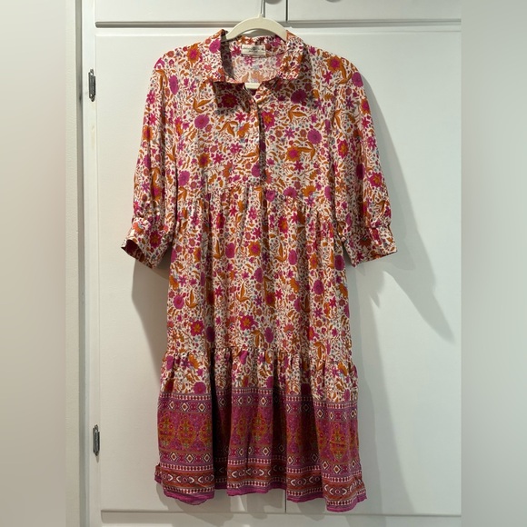 Natural Life Floral Shirt with Pink and Orange Hues M Cotton - Picture 1 of 8